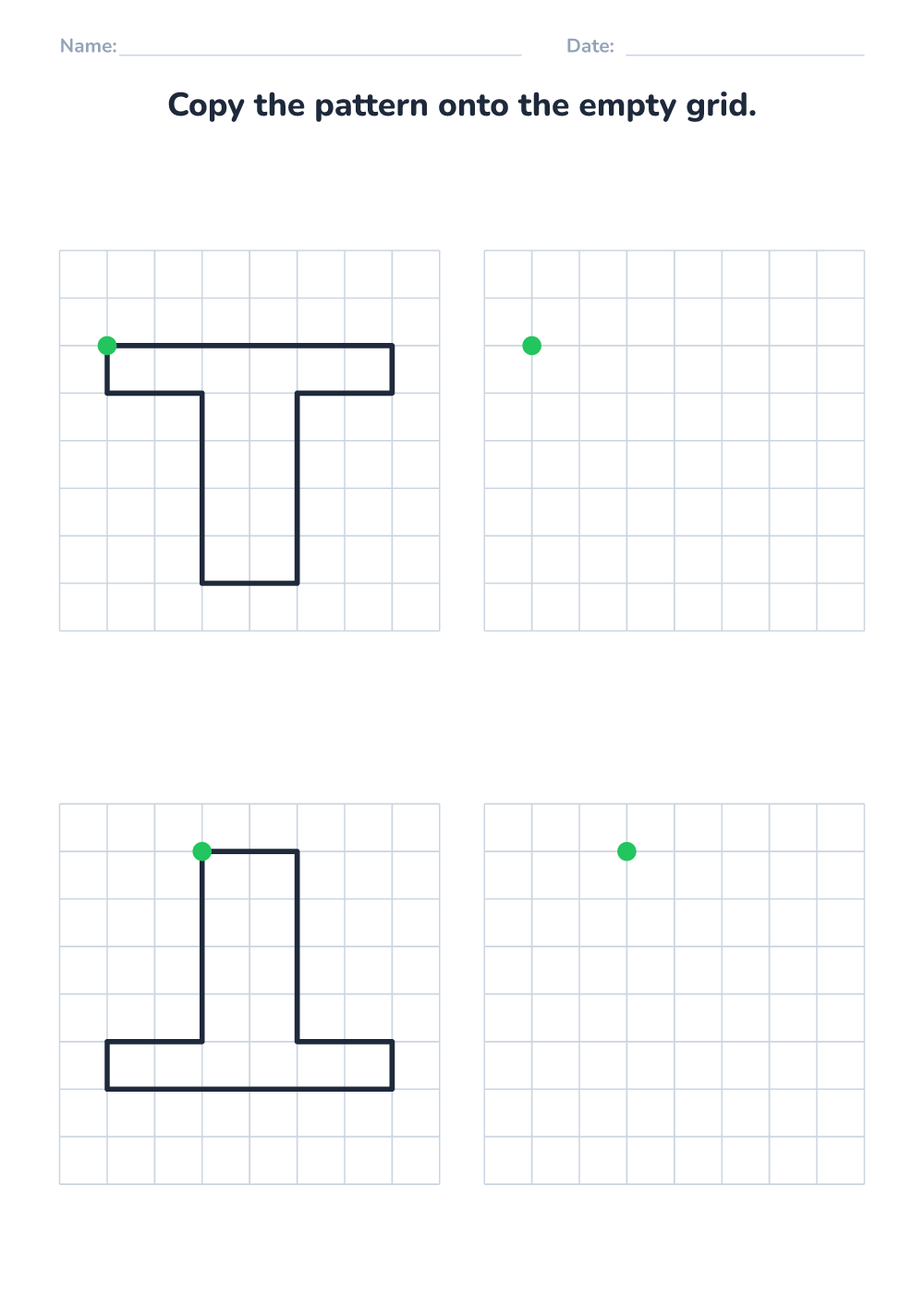 Copy the pattern on the grid (easy, printable)