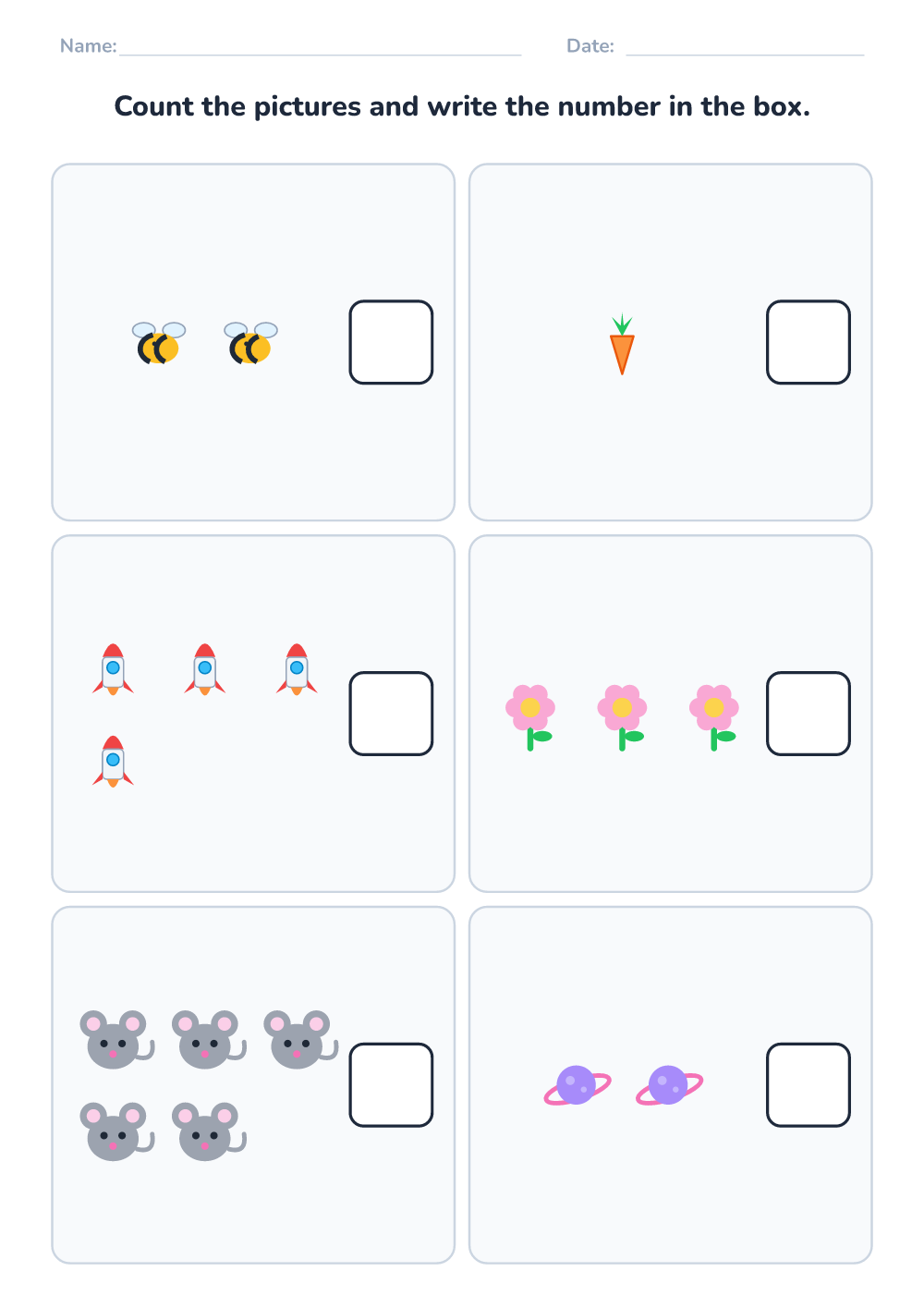 Count and write (easy, printable)