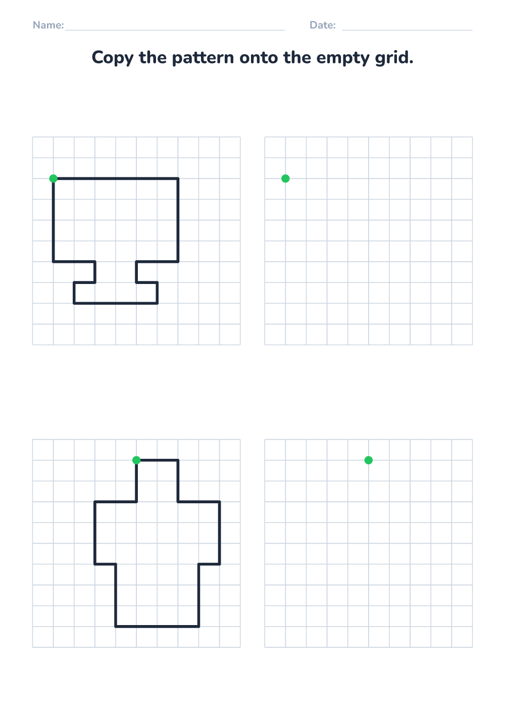 Copy the pattern on the grid (medium, printable)