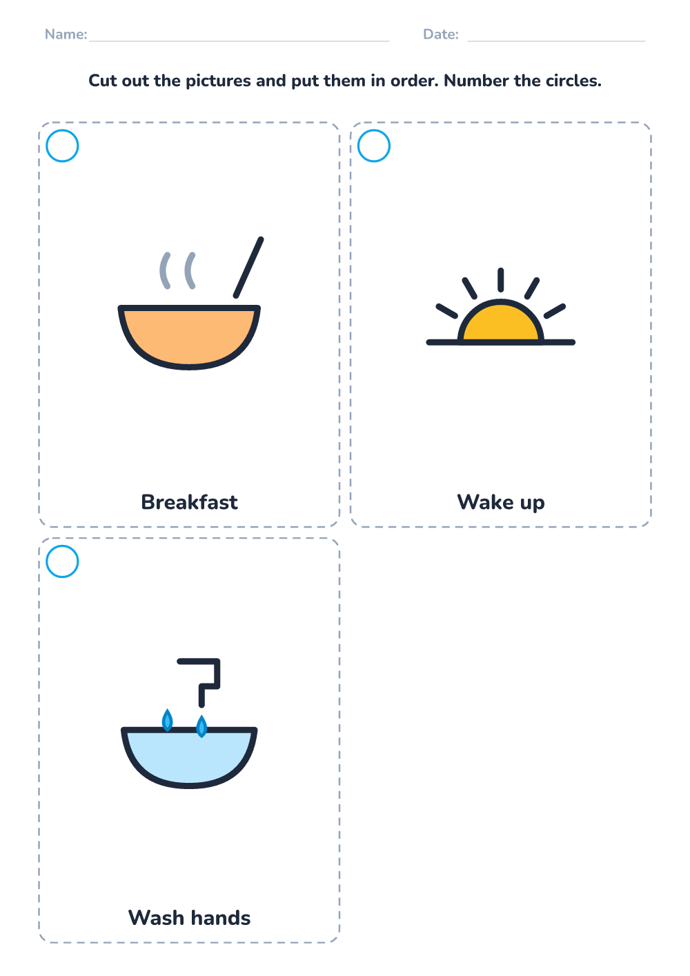 Picture sequencing — morning (easy, printable)