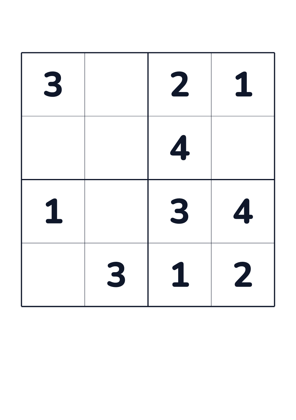 Sudoku 4x4 for kids age 4-5 (printable)