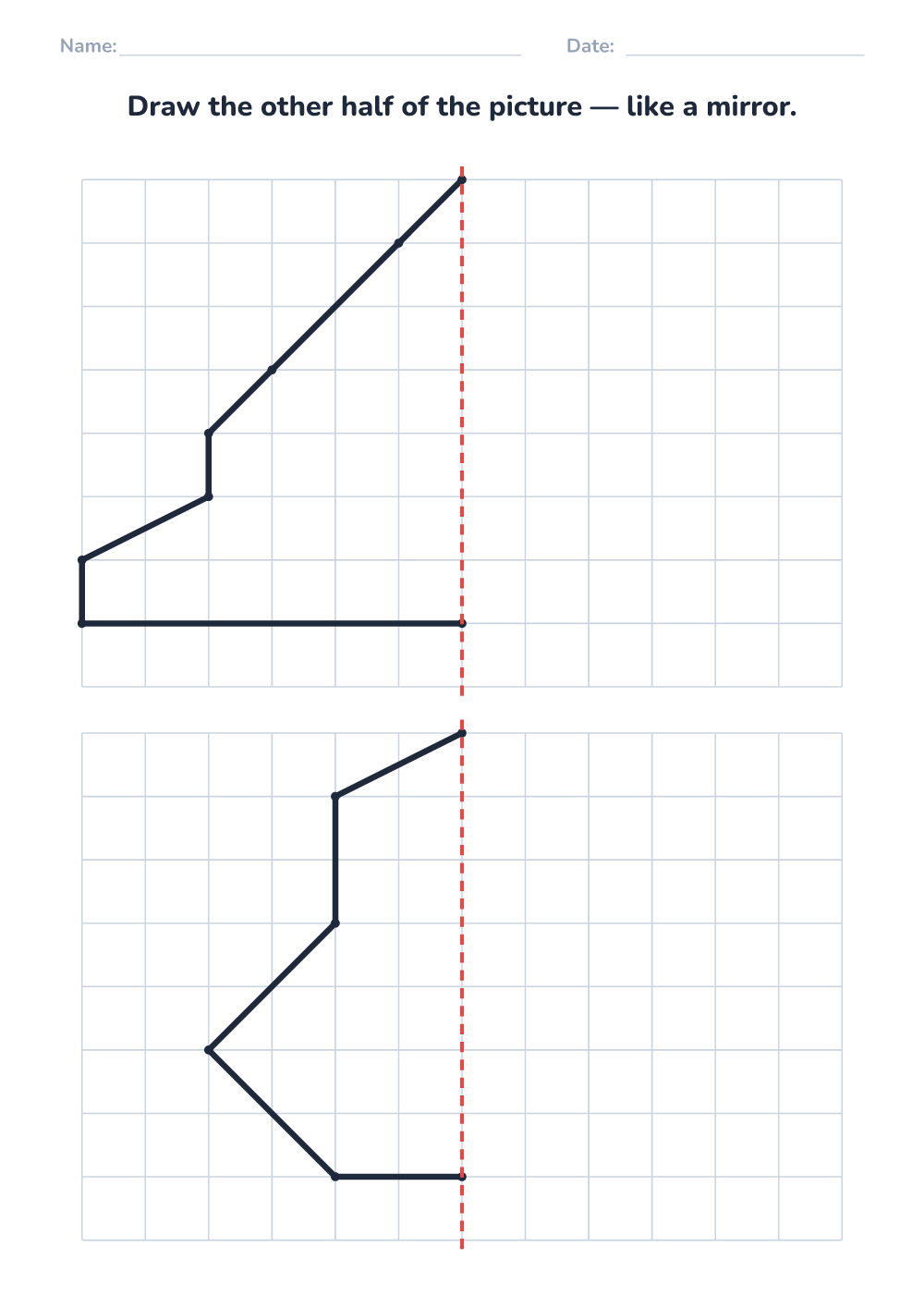 Symmetry drawing worksheet (hard, printable)