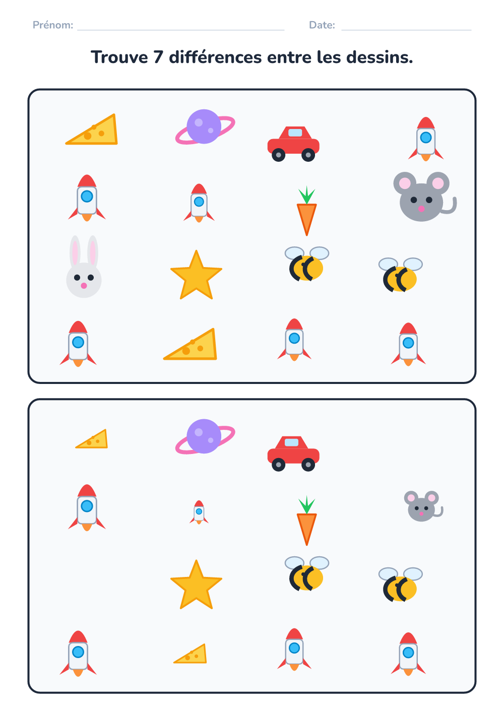 Trouve les différences (difficile, à imprimer)