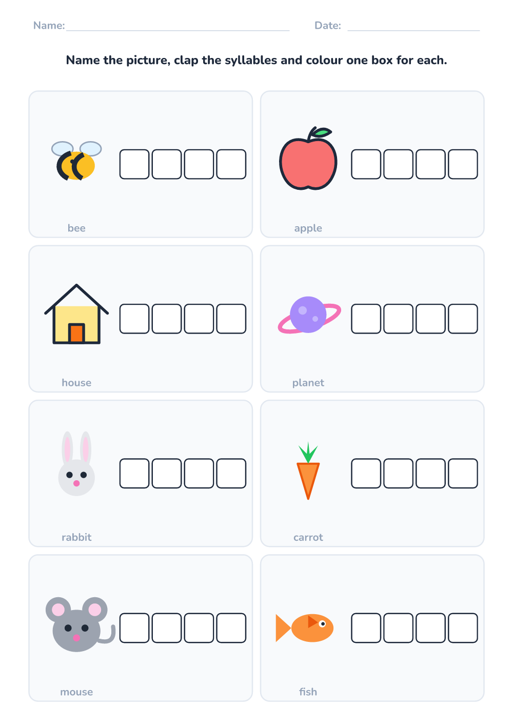 Count the syllables (medium, printable)