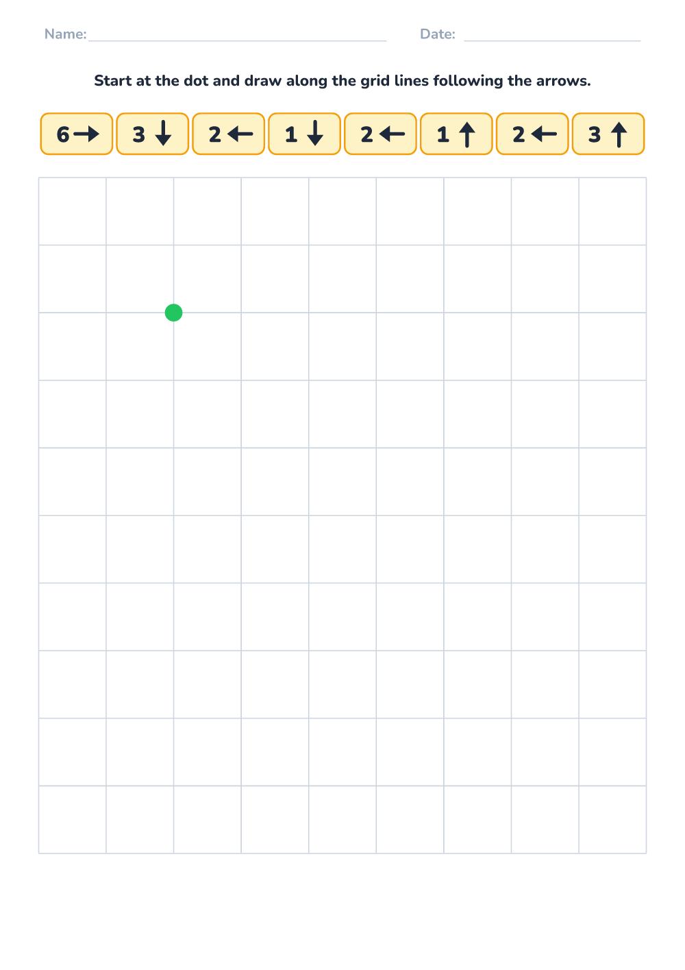 Grid drawing by arrows (easy, printable)