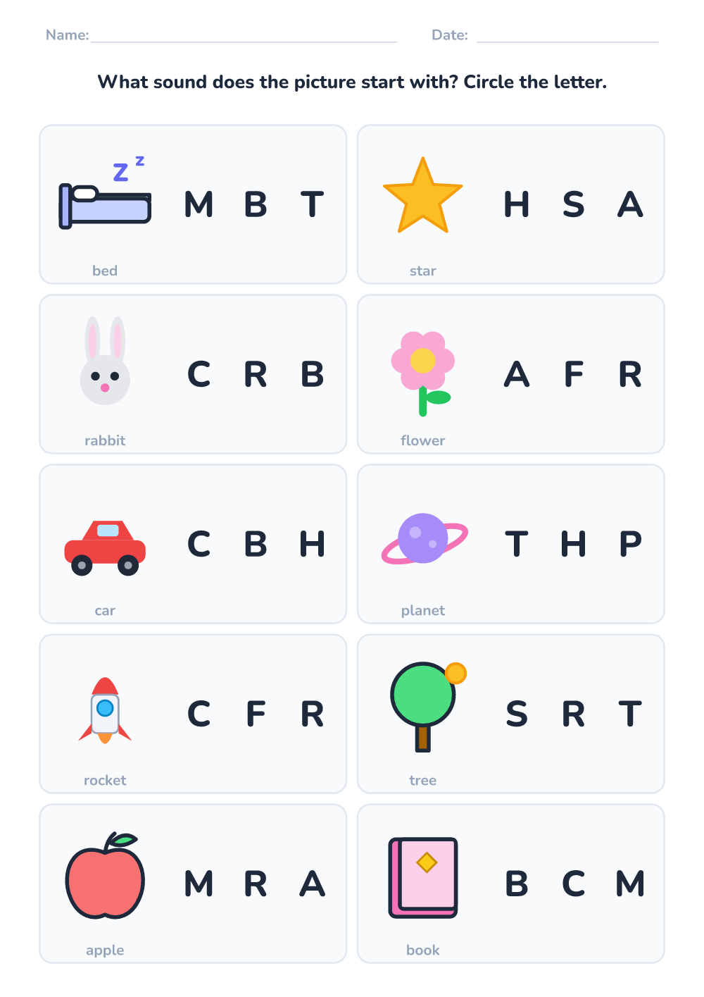 First sound (hard, printable)