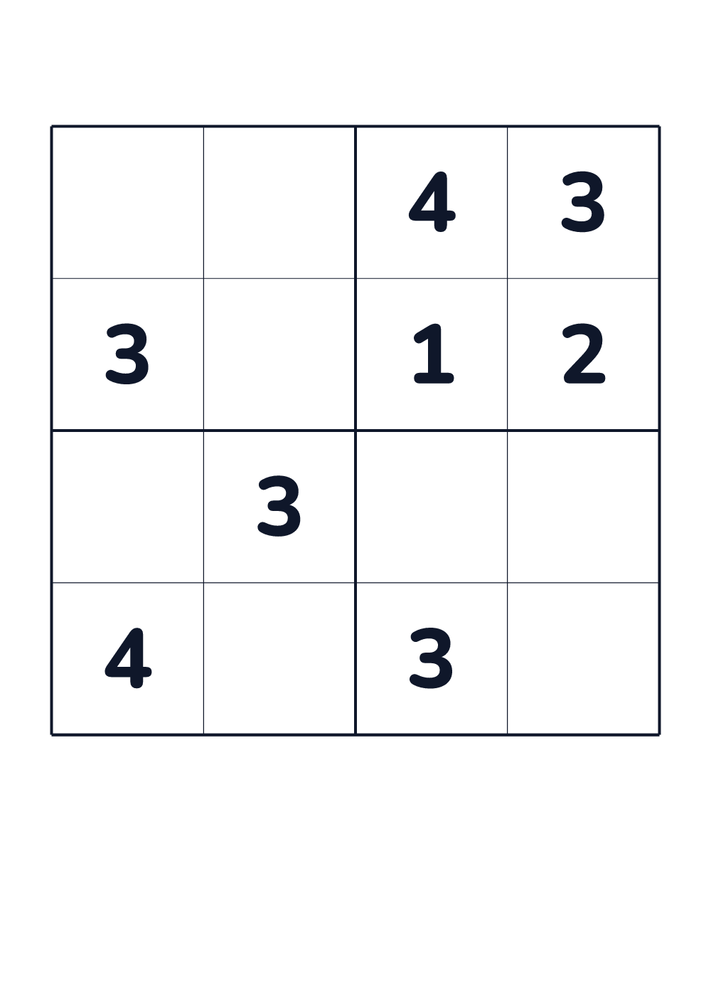 Sudoku 4x4 for kids age 5-6 (printable)