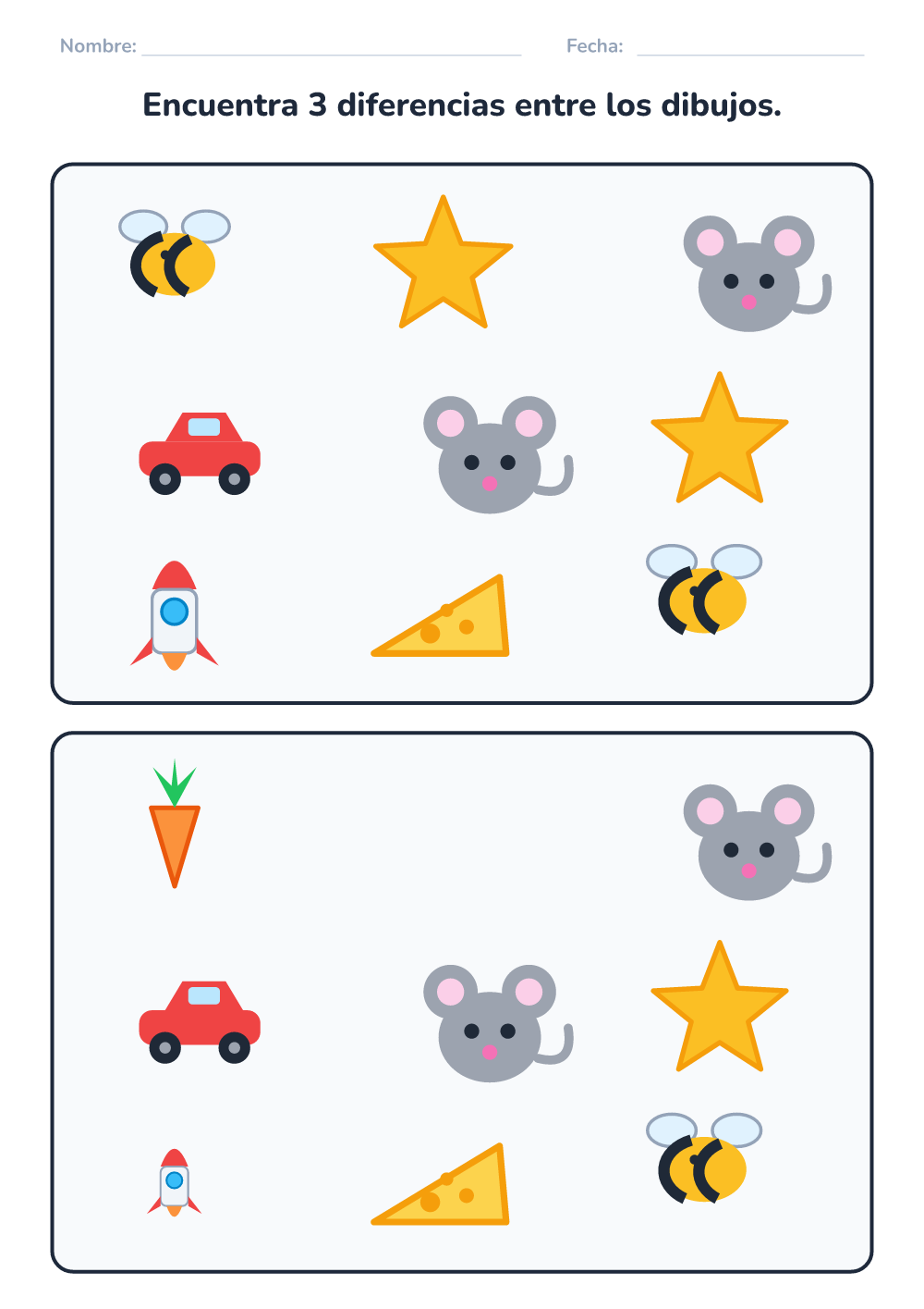 Encuentra las diferencias (fácil, para imprimir)