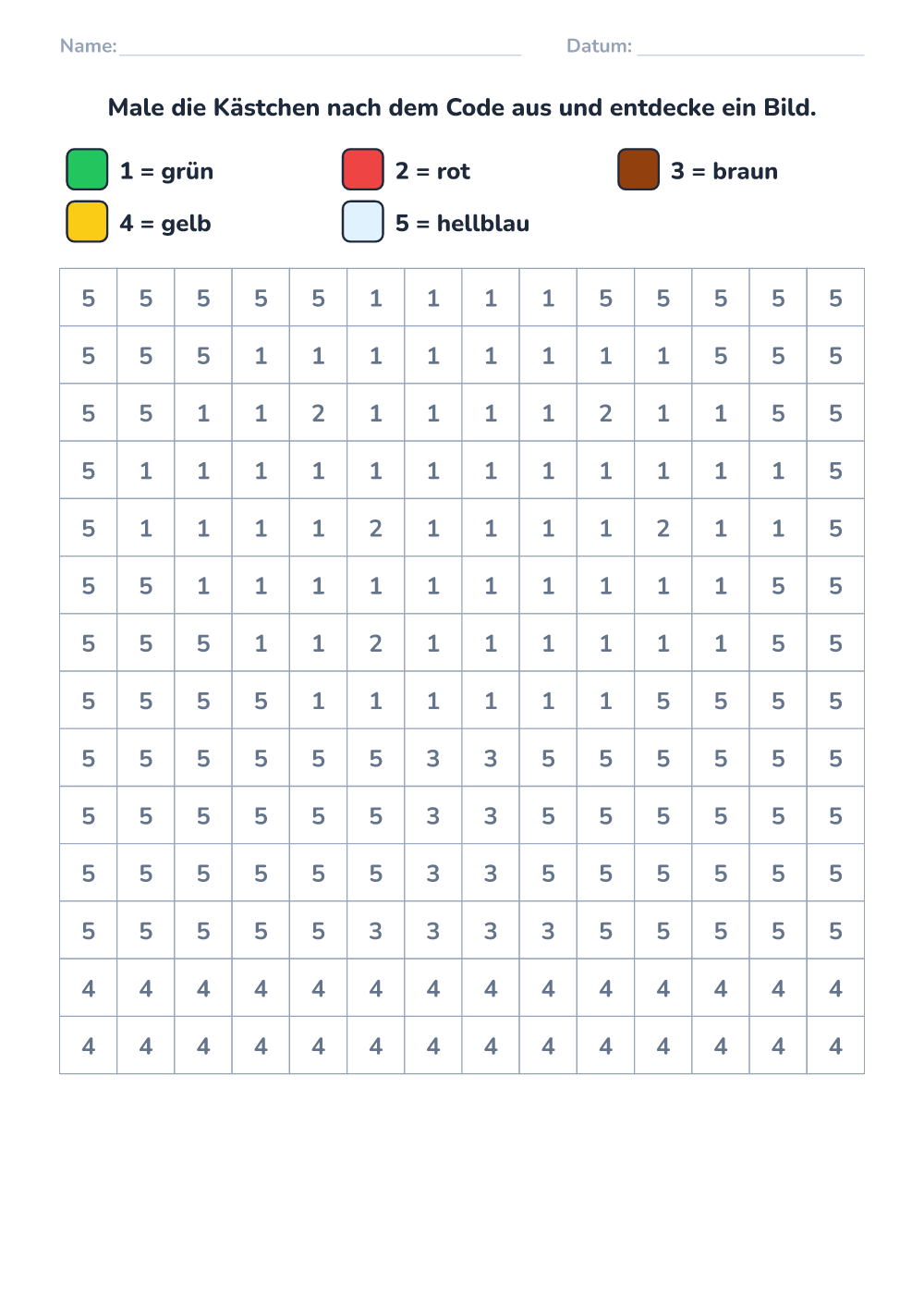 Malen nach Code (schwer, zum Ausdrucken)