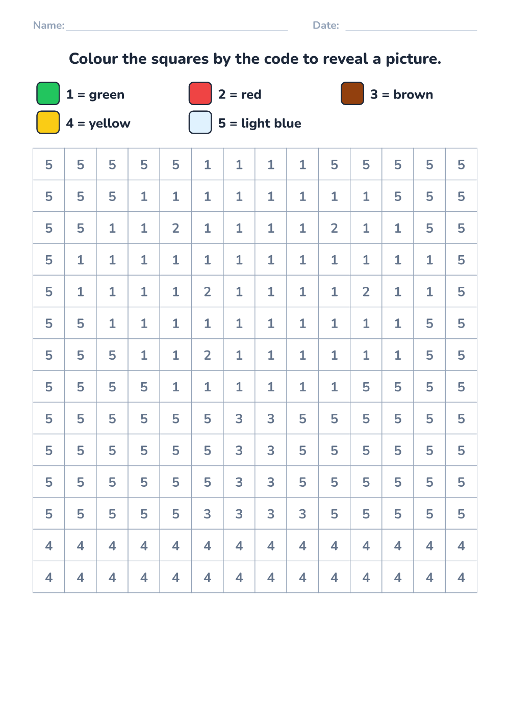 Color by code (hard, printable)