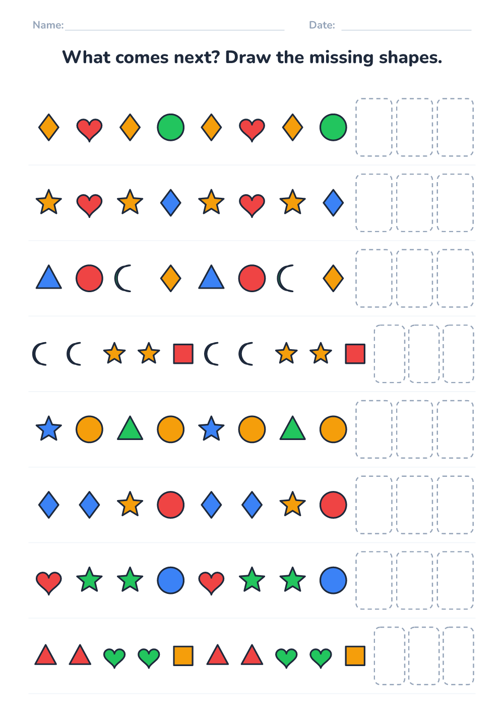 Complete the pattern (hard, printable)
