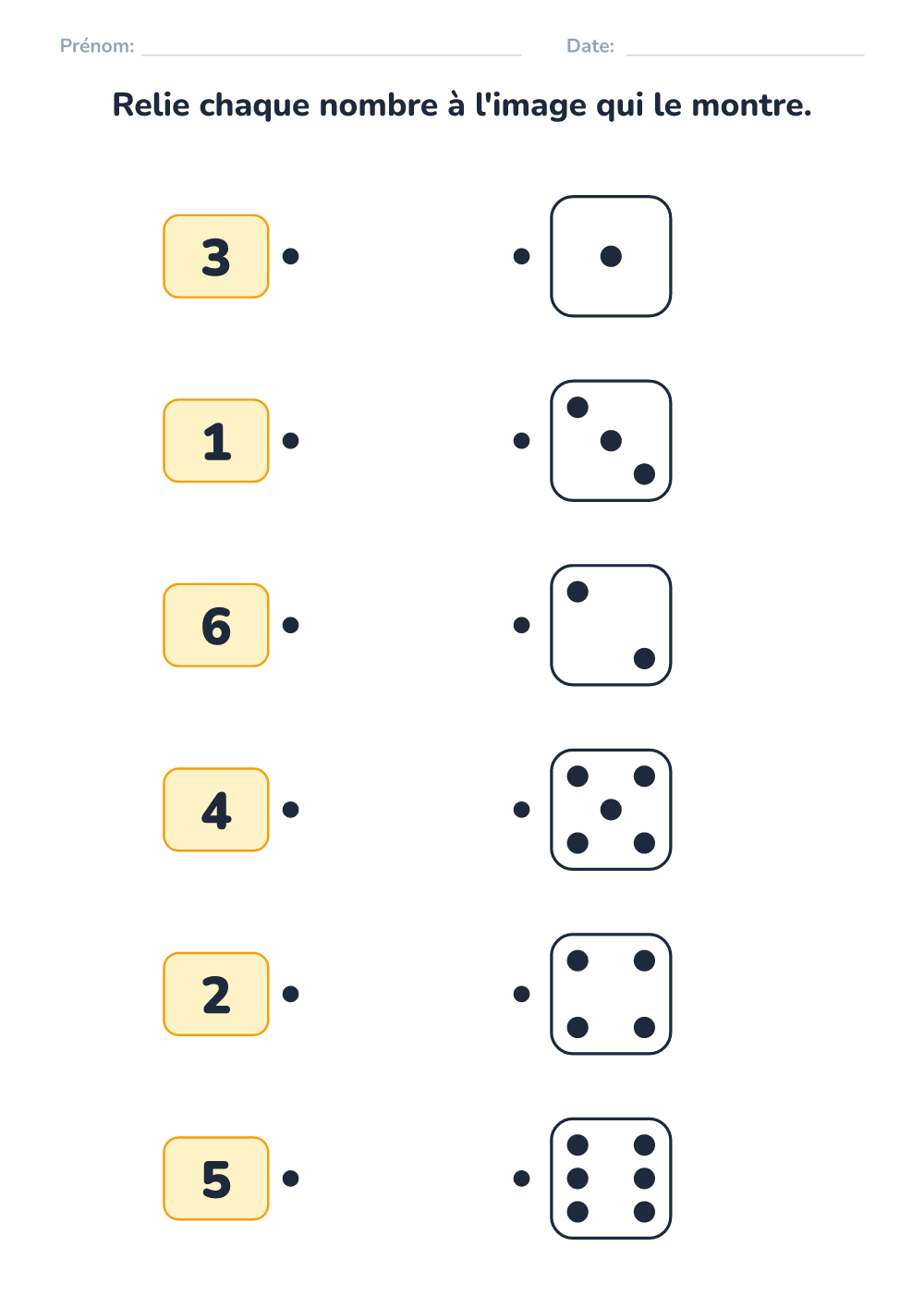 Relie nombre et points (facile, à imprimer)
