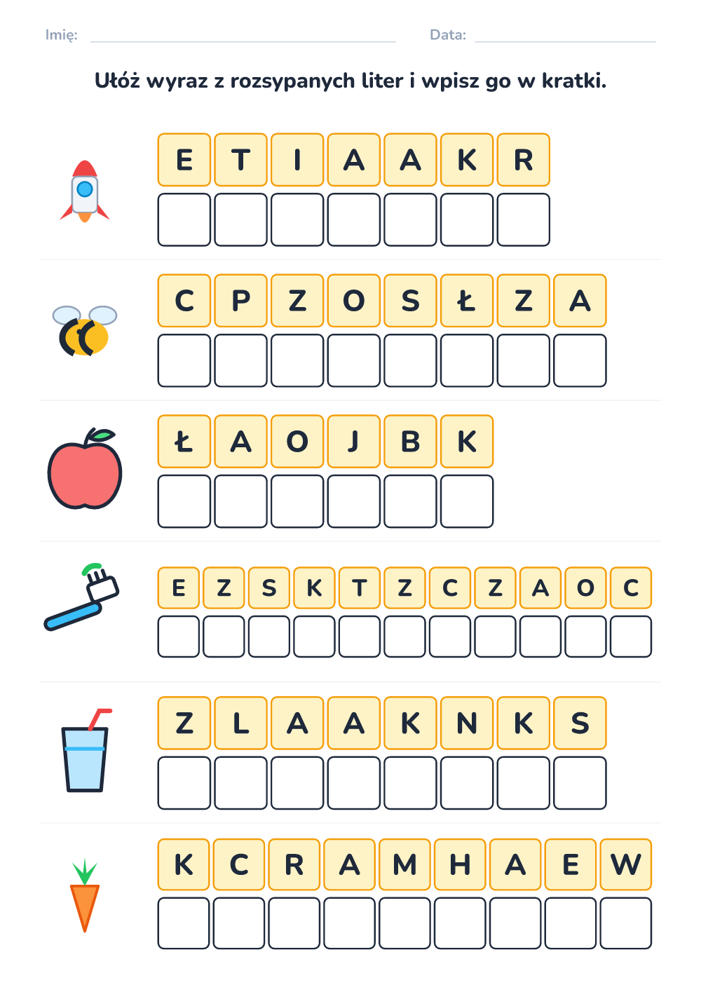 Rozsypanka literowa (trudny, do druku)