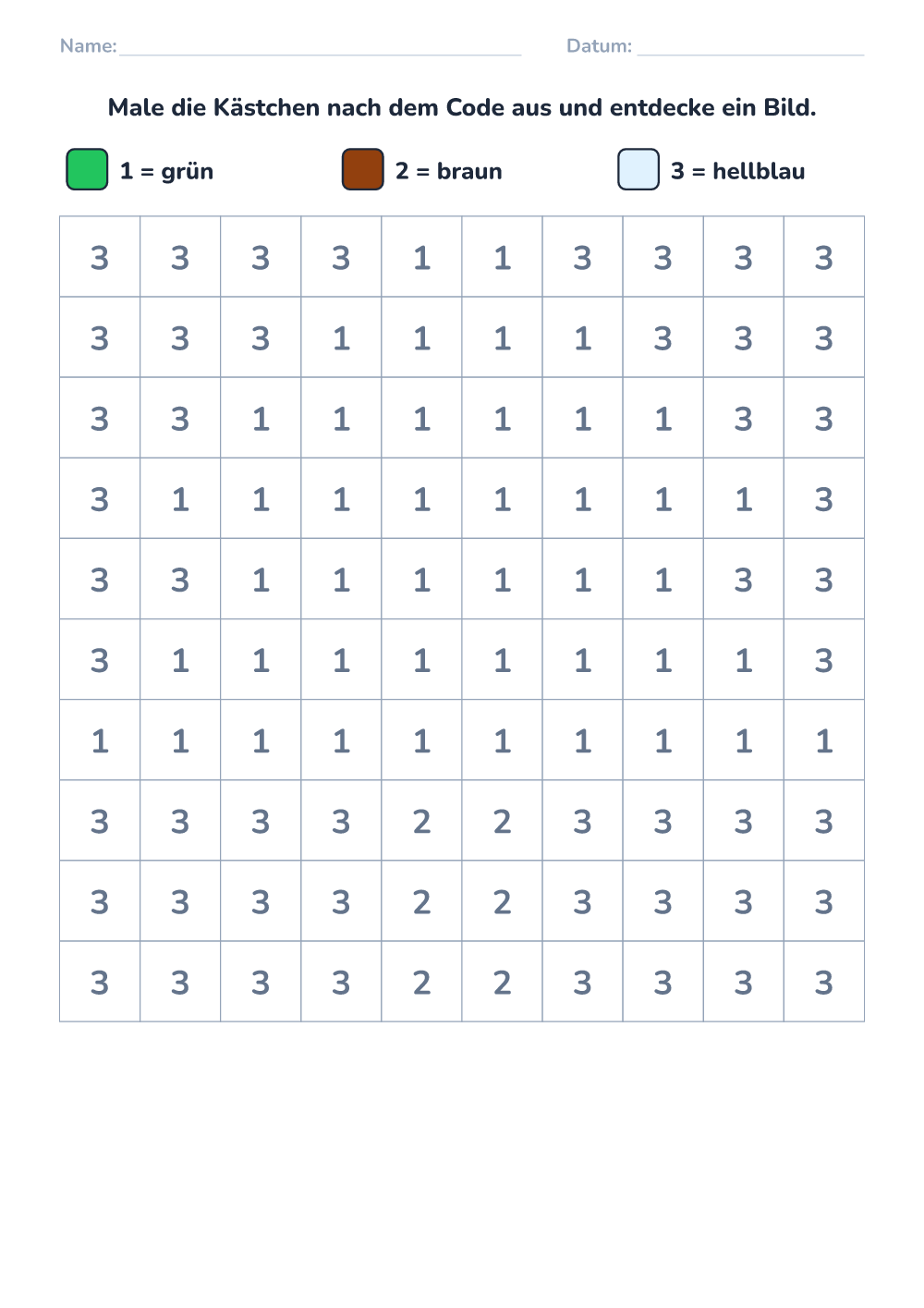 Malen nach Code (leicht, zum Ausdrucken)