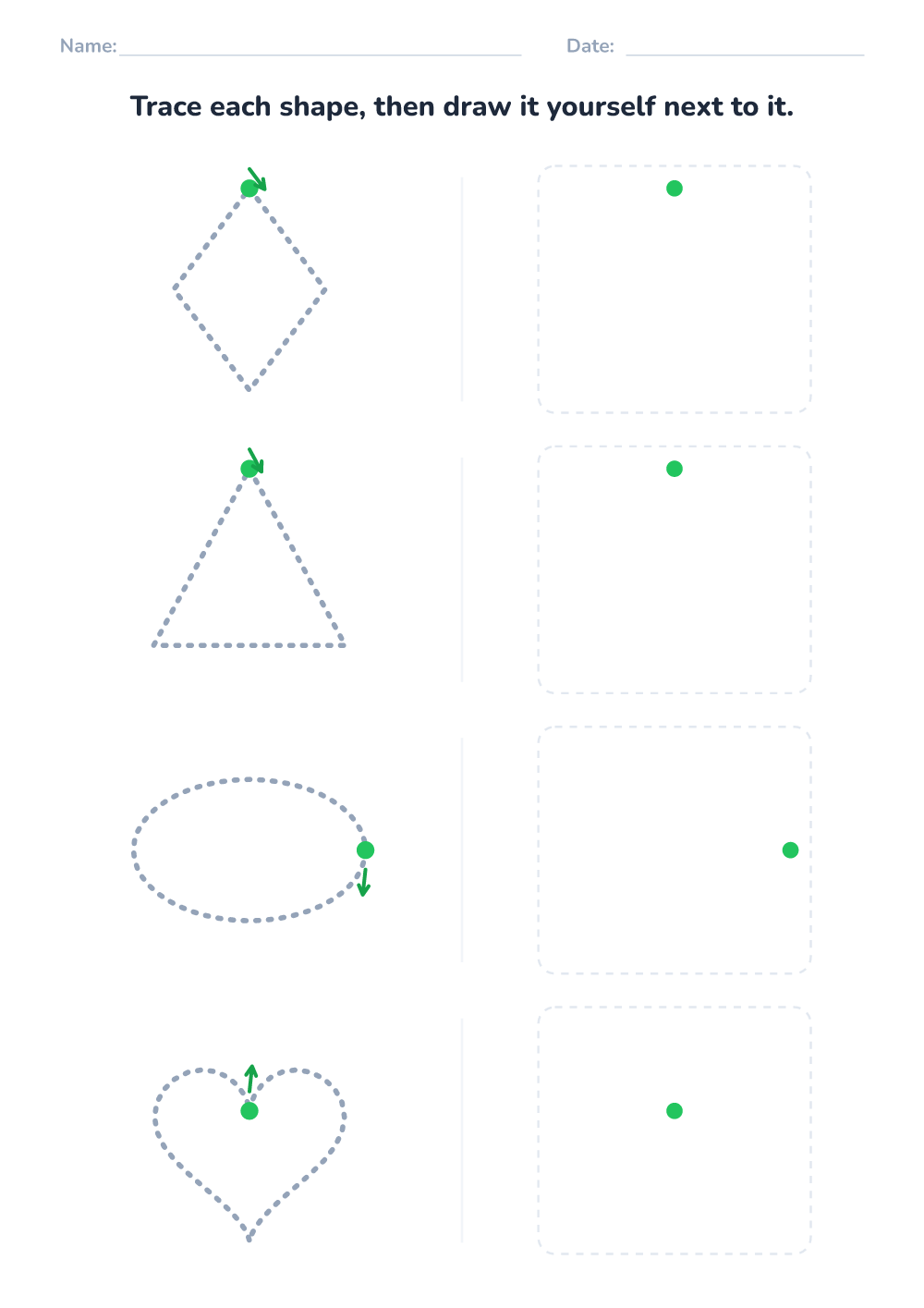 Shape tracing worksheet (medium, printable)