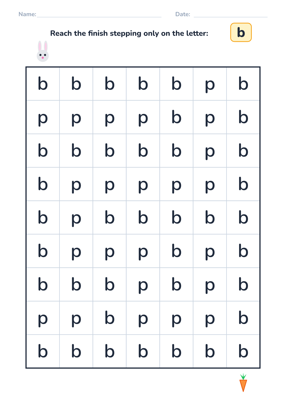 Letter maze b (easy, printable)