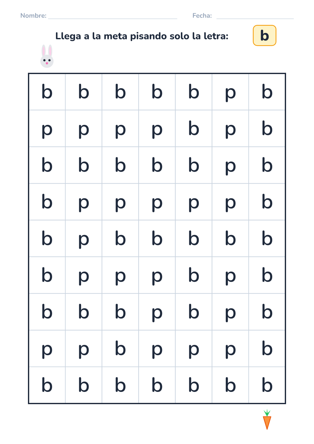 Laberinto de letras b (fácil, para imprimir)