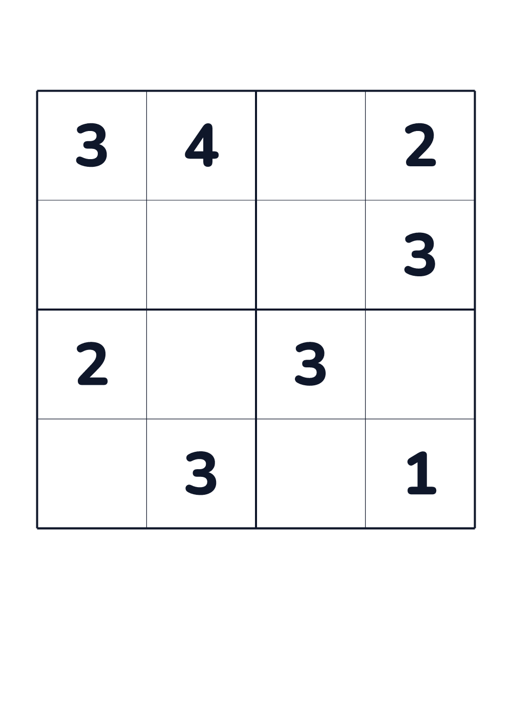 Sudoku 4x4 for kids age 5-6 (printable)