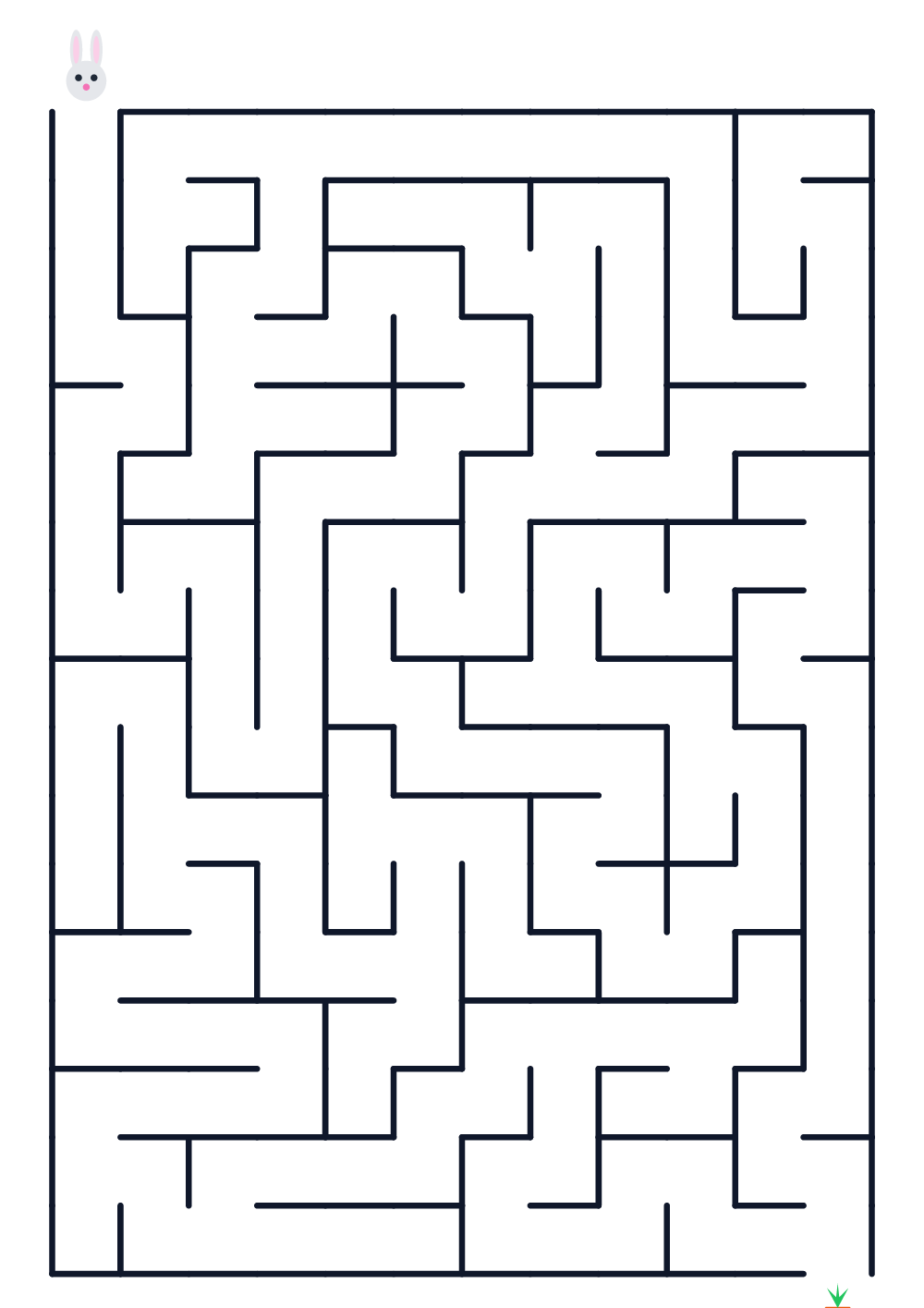 Maze for kids age 5-6 — rabbit and carrot (printable)