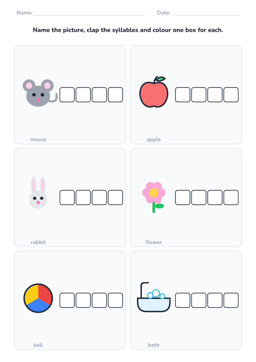 Count the syllables (easy, printable)
