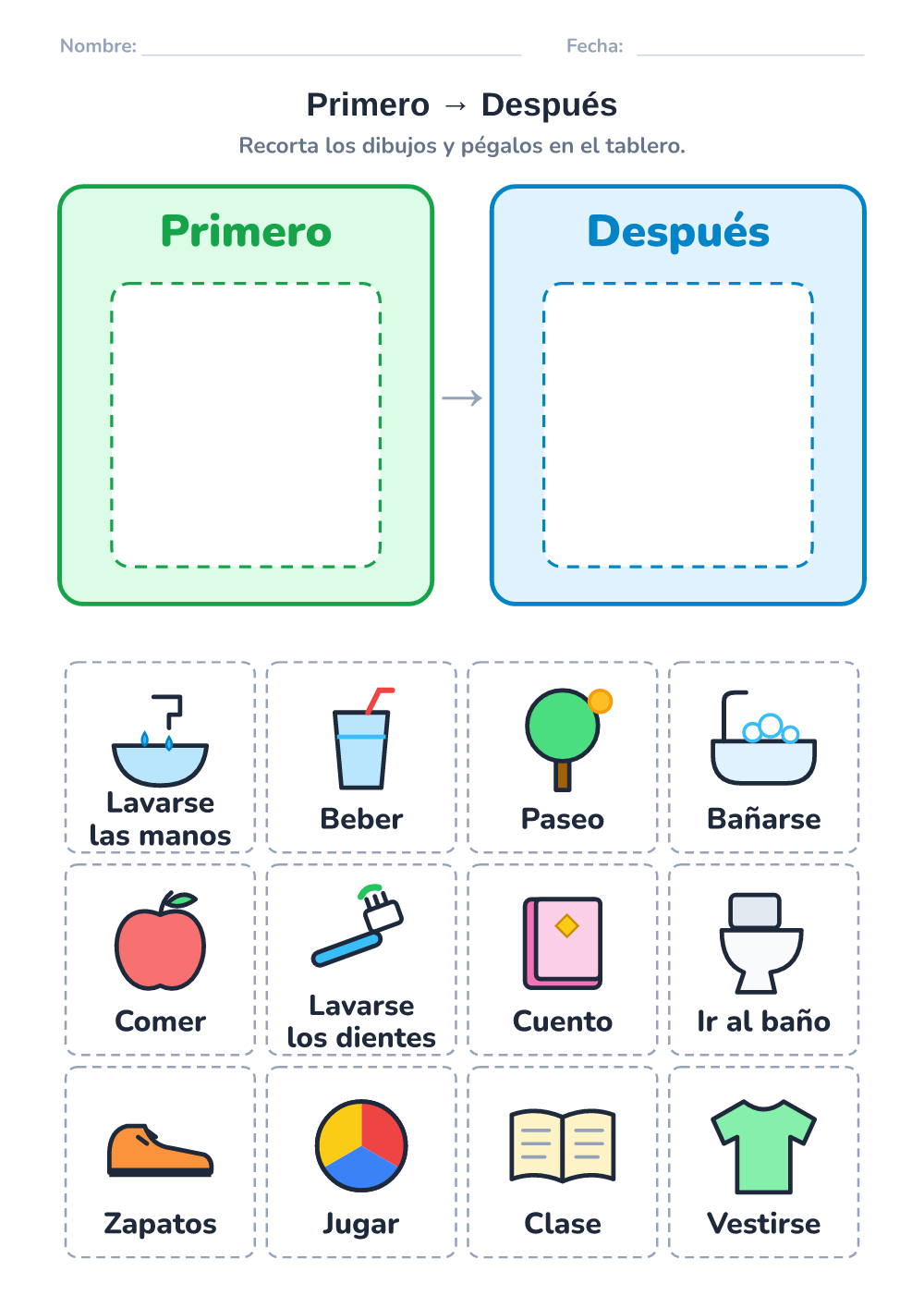 Agenda visual — primero – después (difícil, para imprimir)