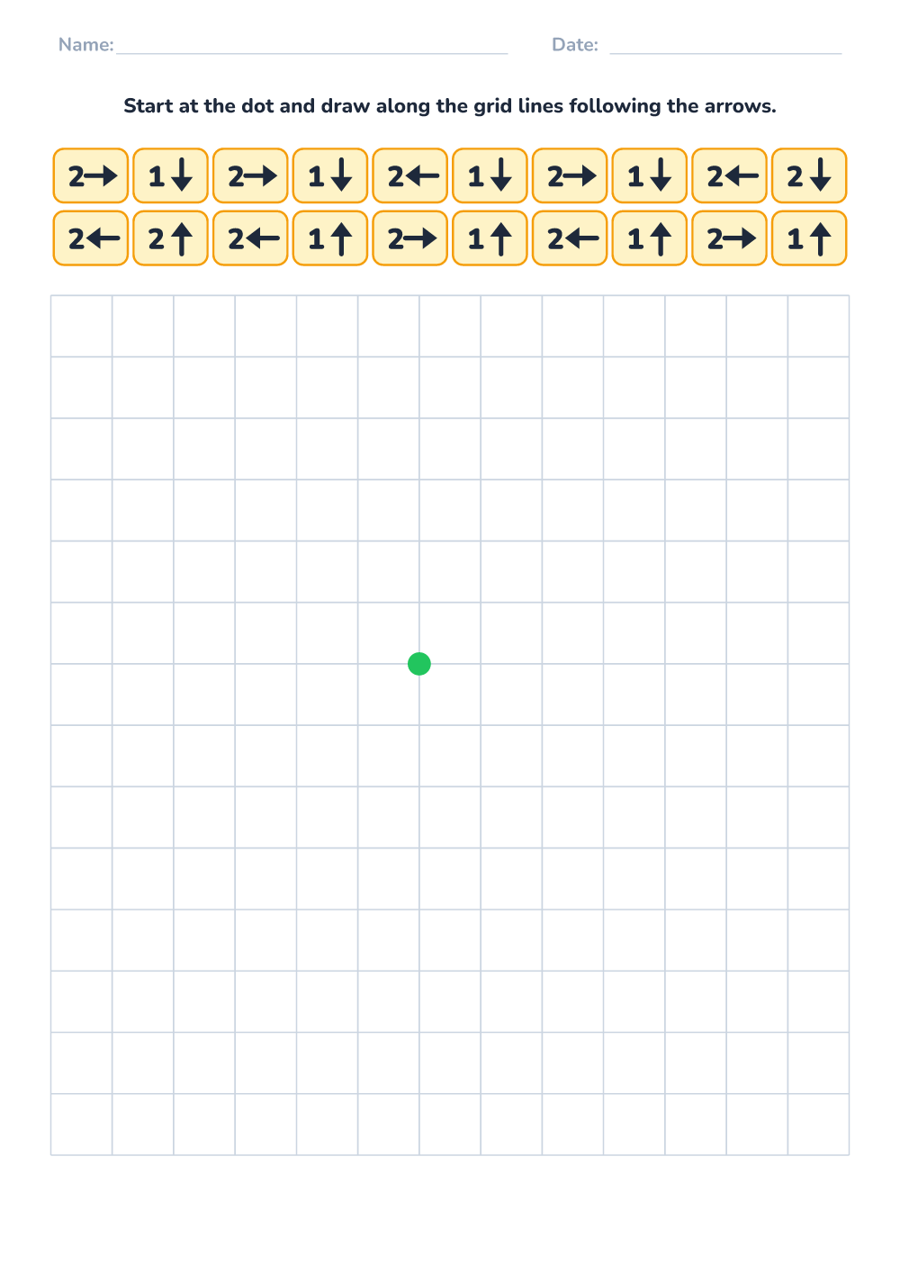 Grid drawing by arrows (hard, printable)