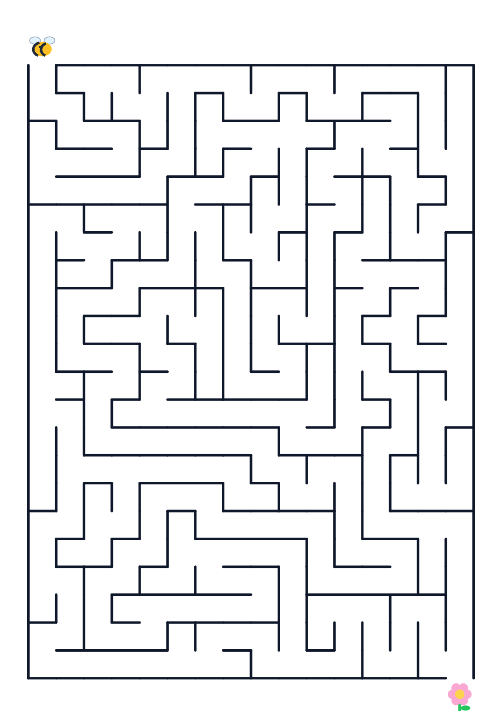 Maze for kids age 6-8 — bee and flower (printable)