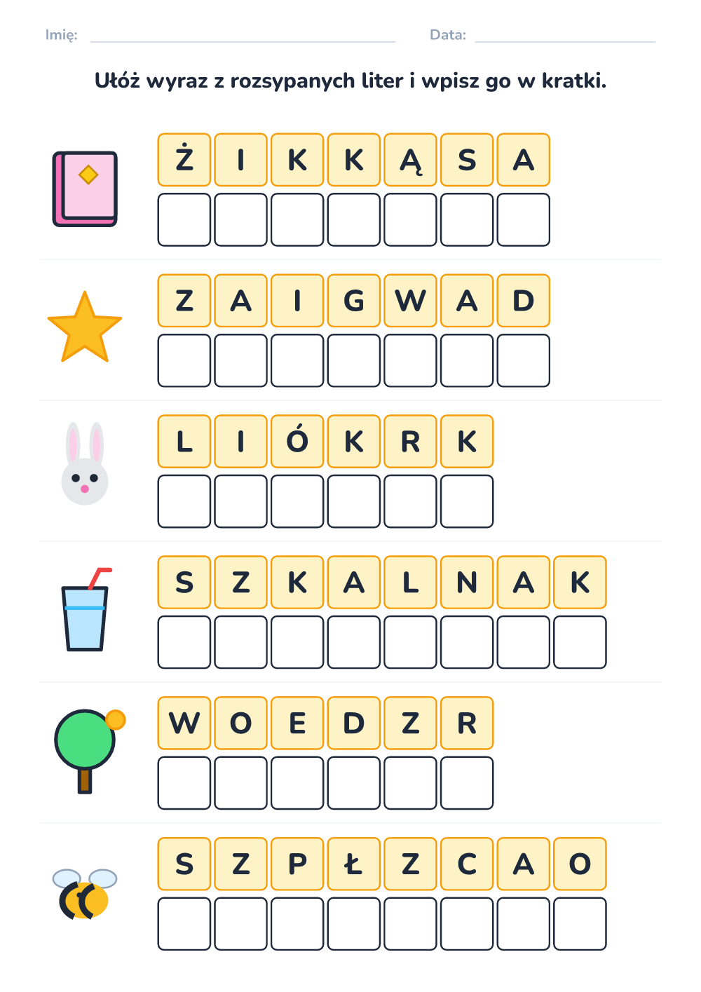 Rozsypanka literowa (trudny, do druku)