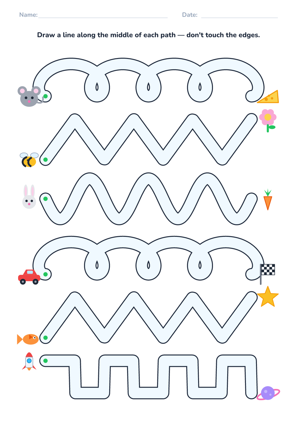 Pencil control worksheet (hard, printable)