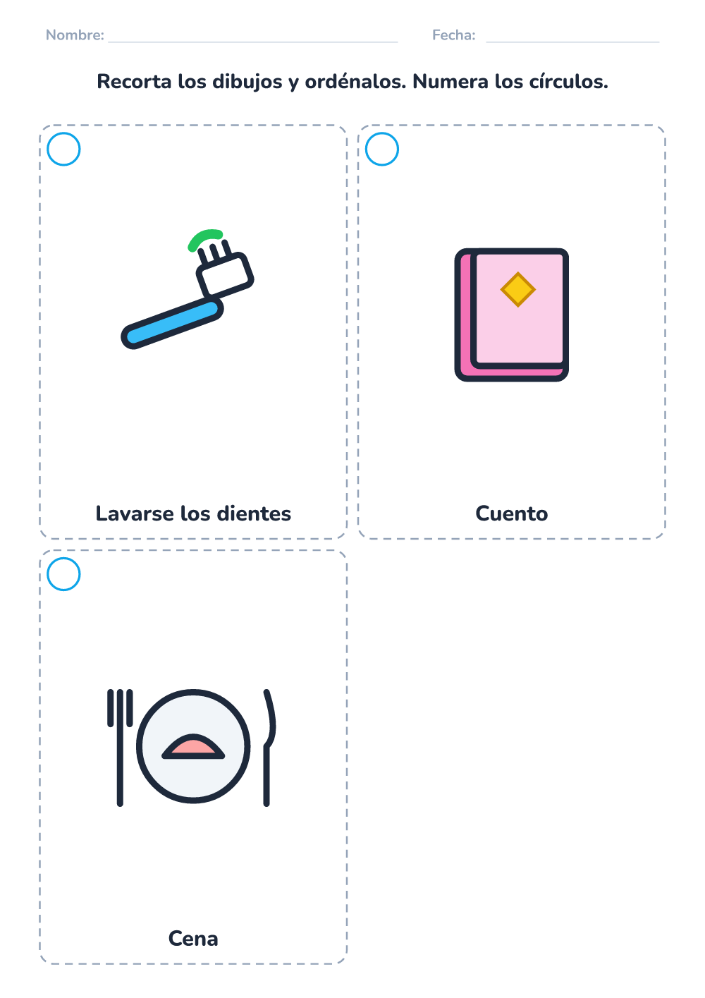 Secuencia de imágenes — noche (fácil, para imprimir)