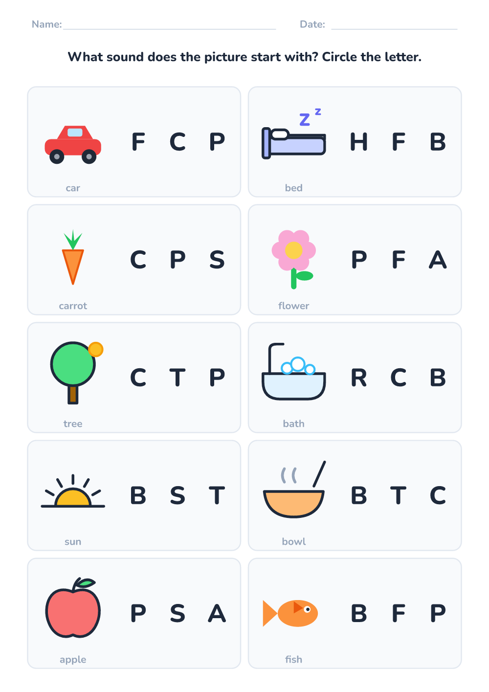 First sound (hard, printable)