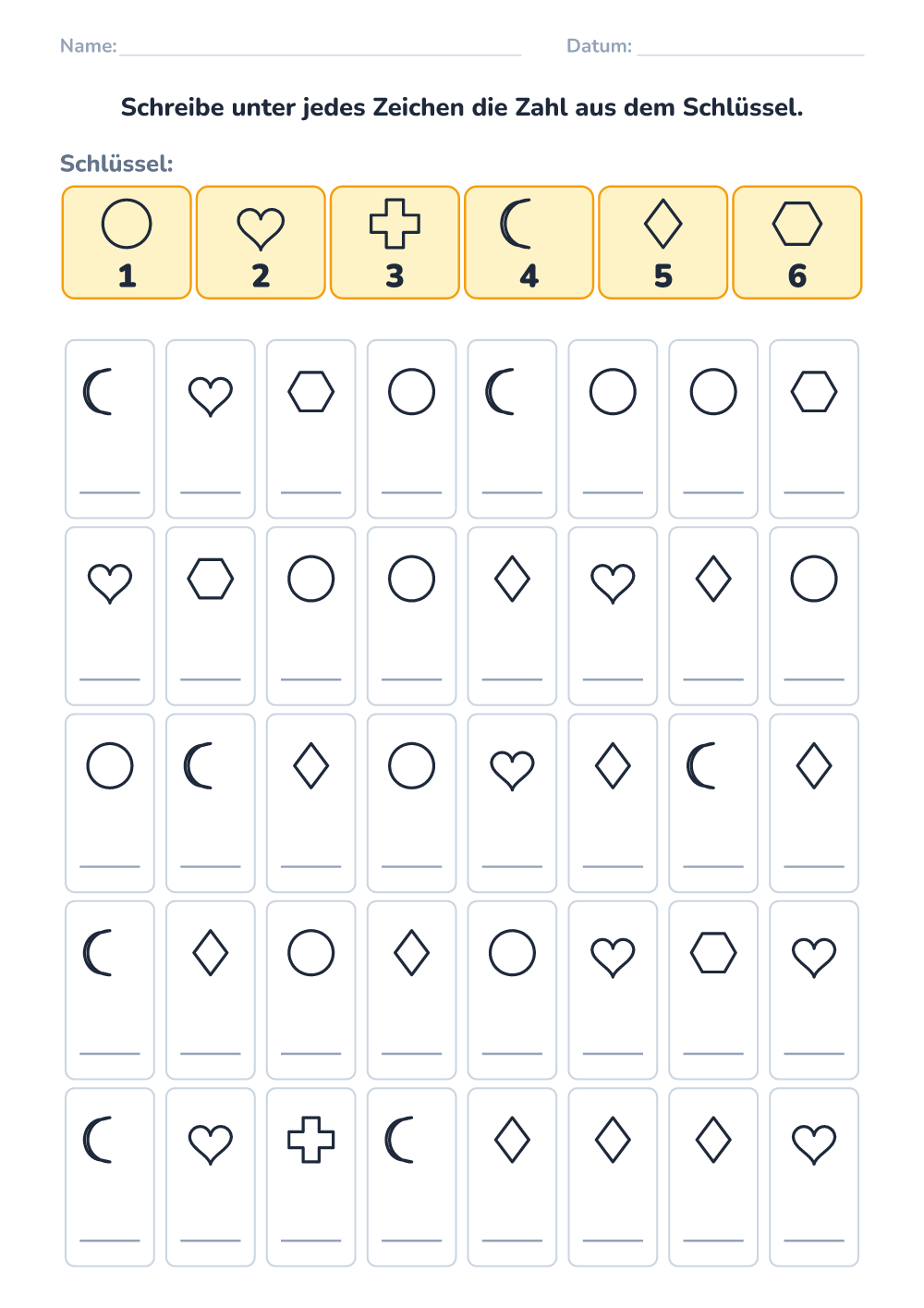 Symbol-Code (mittel, zum Ausdrucken)