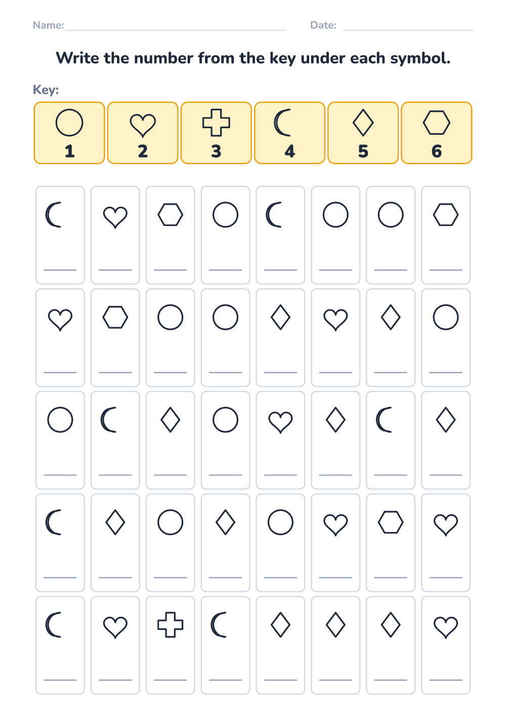 Symbol coding (medium, printable)