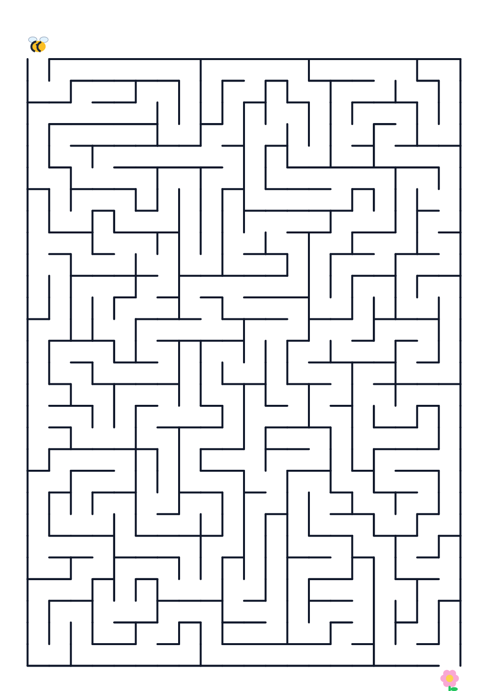 Maze for kids age 8-10 — bee and flower (printable)