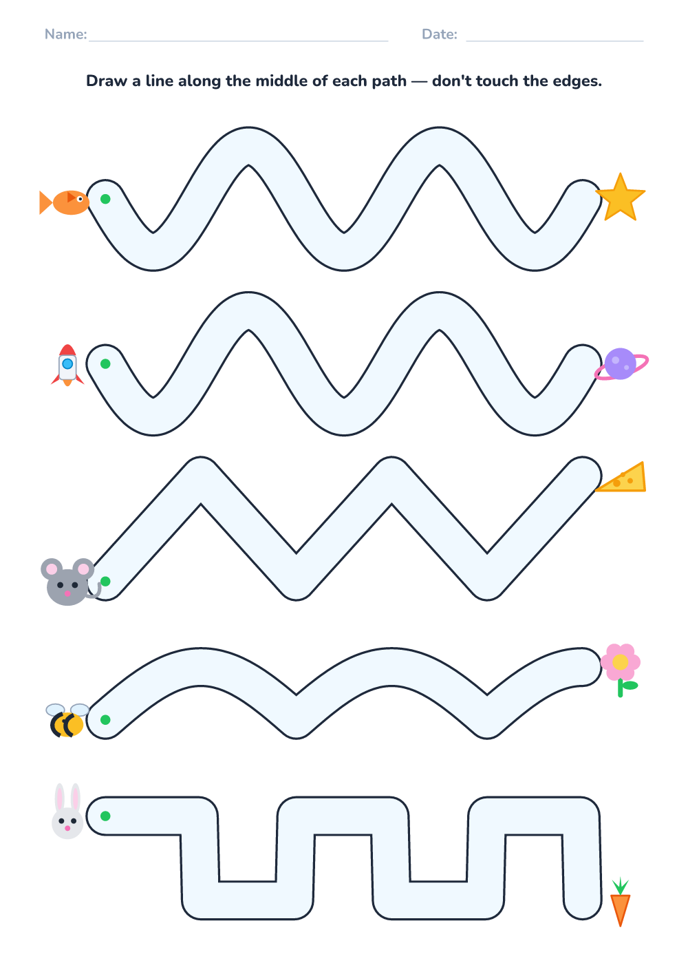 Pencil control worksheet (medium, printable)