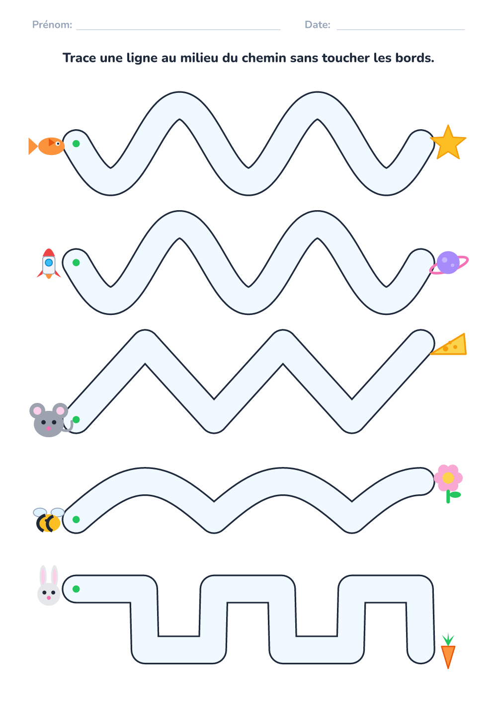 Contrôle du crayon – fiche (moyen, à imprimer)