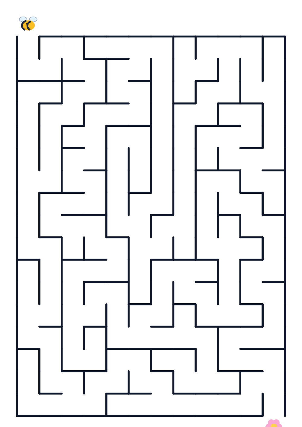 Maze for kids age 5-6 — bee and flower (printable)