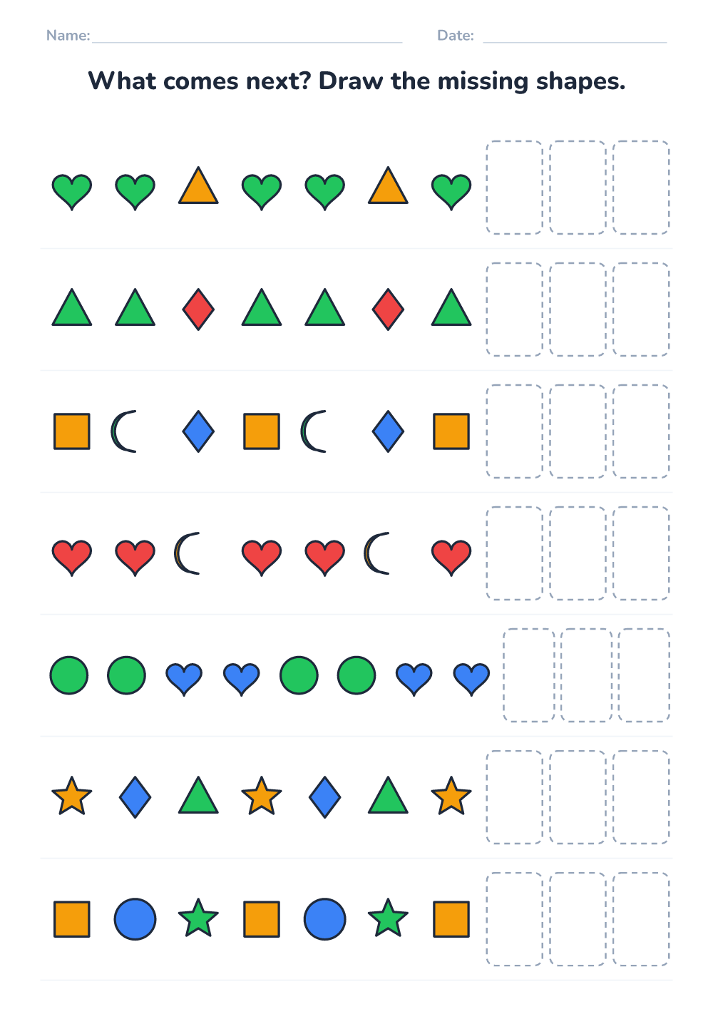 Complete the pattern (medium, printable)