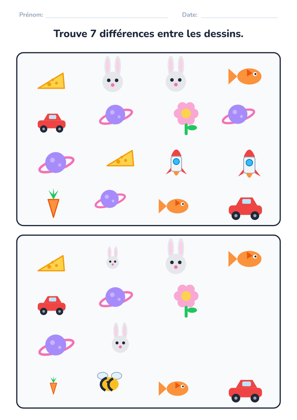 Trouve les différences (difficile, à imprimer)