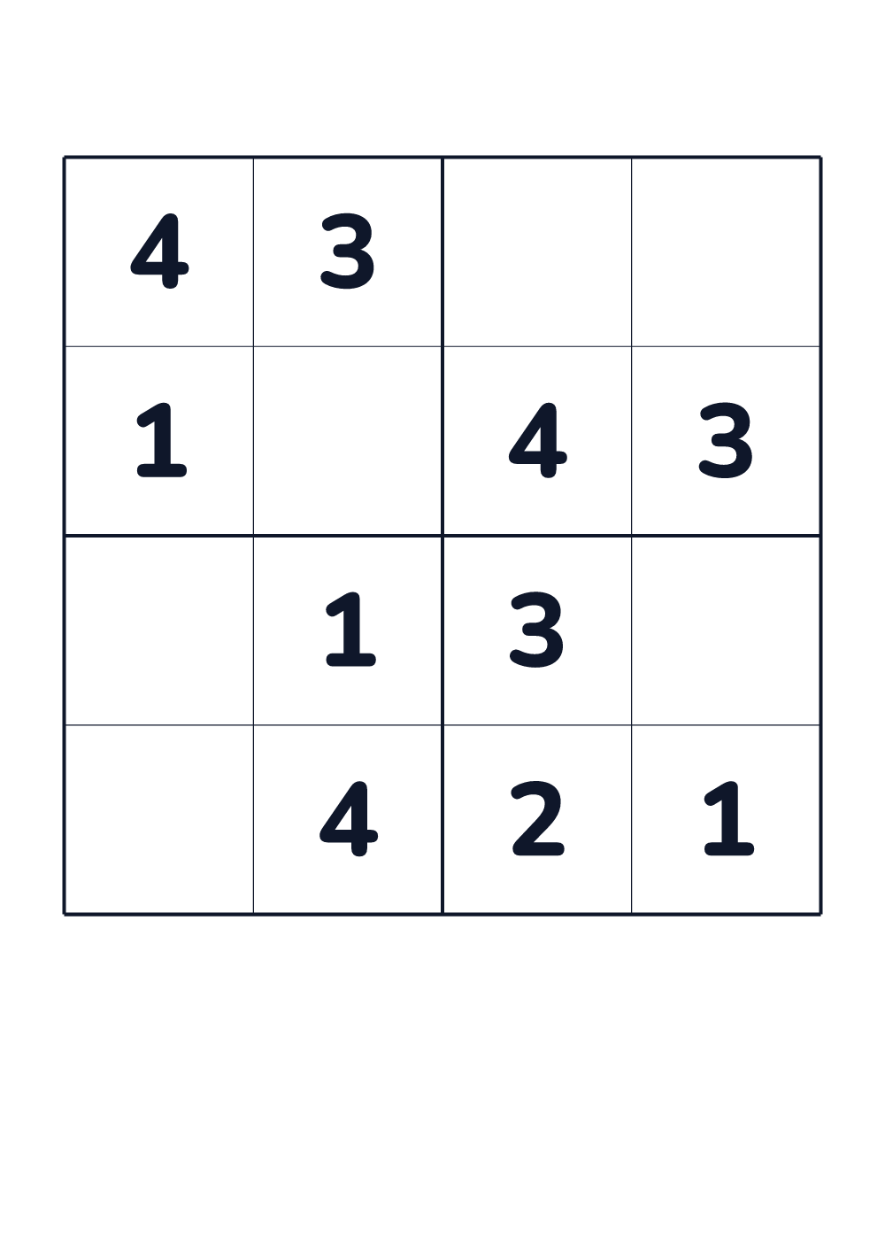 Sudoku 4x4 for kids age 4-5 (printable)