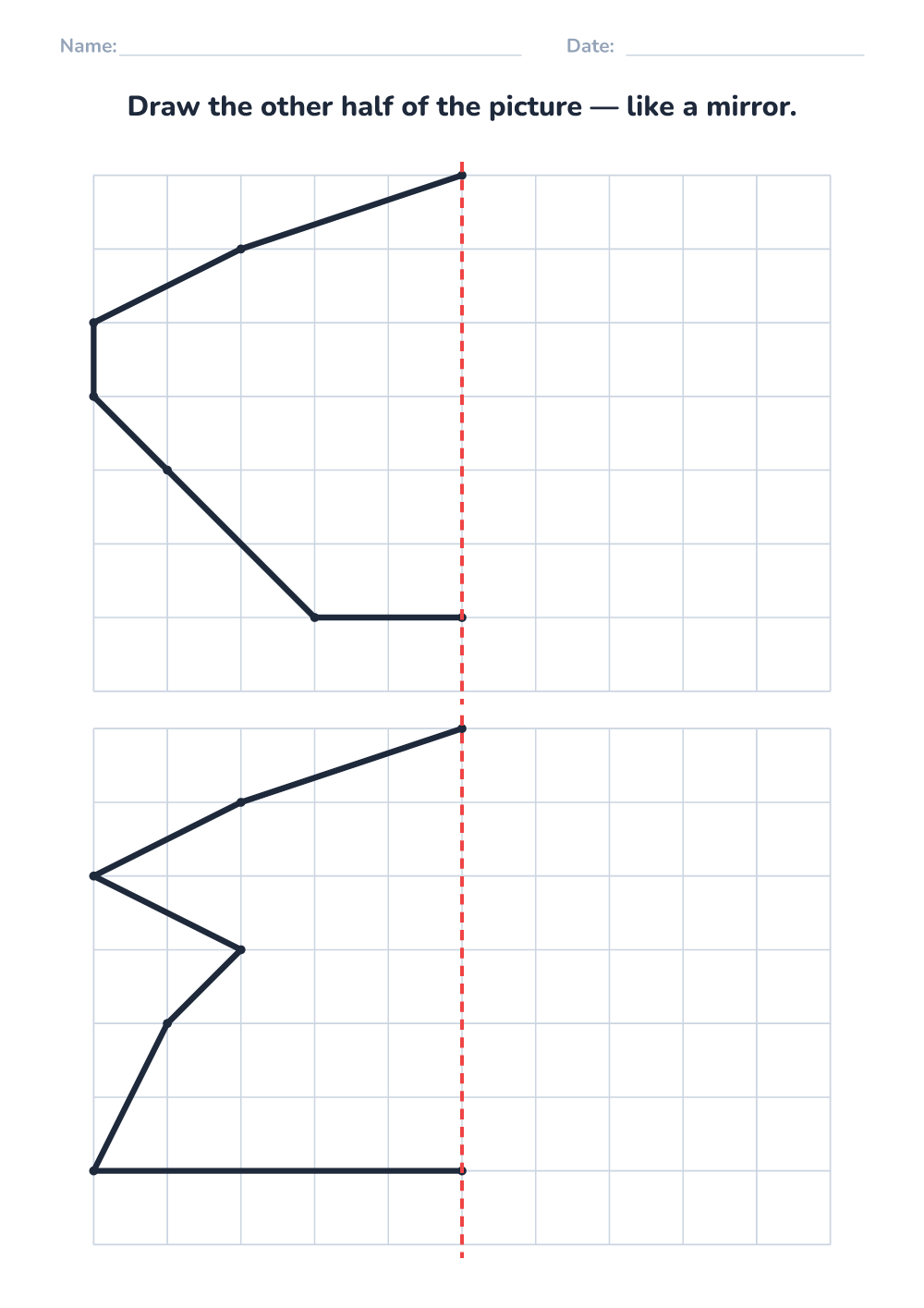 Symmetry drawing worksheet (medium, printable)