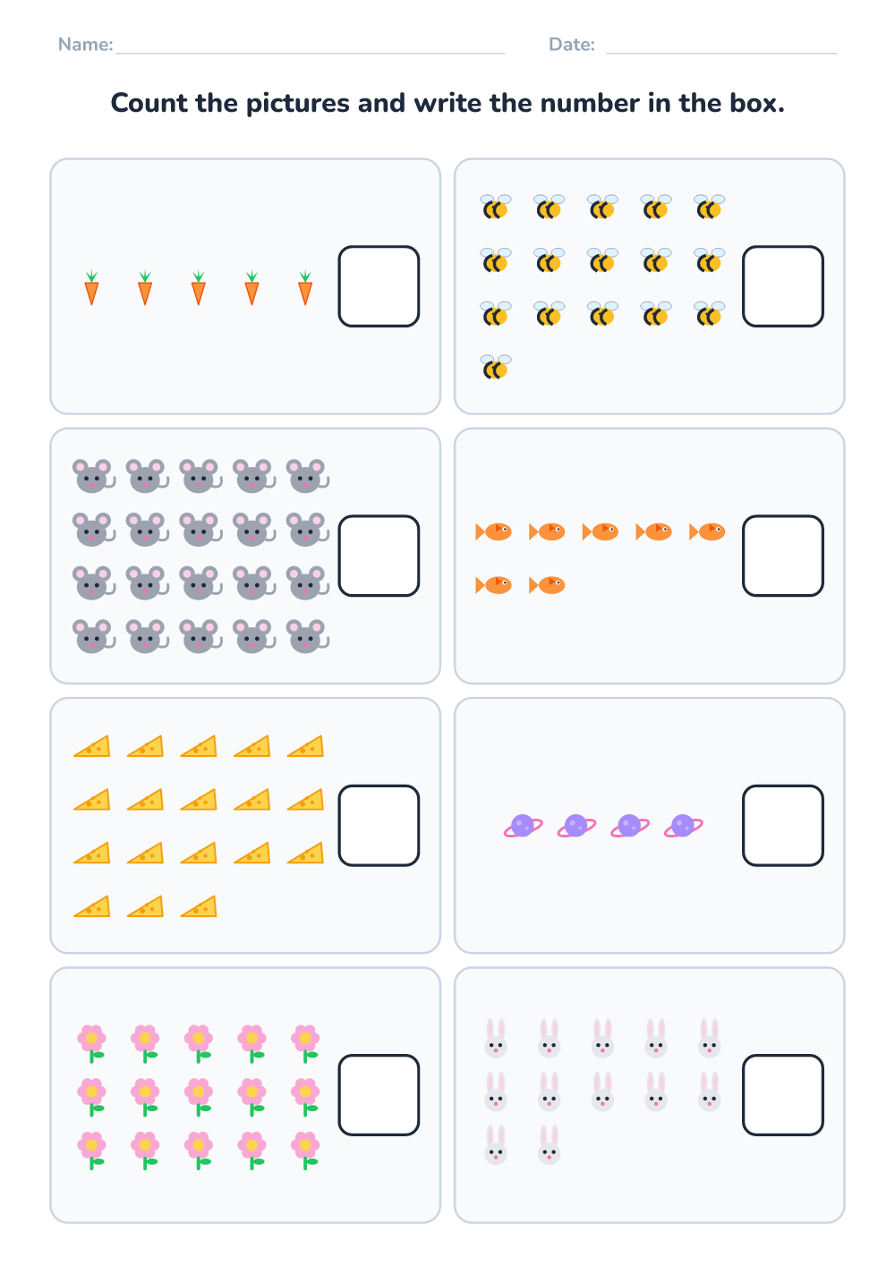 Count and write (hard, printable)