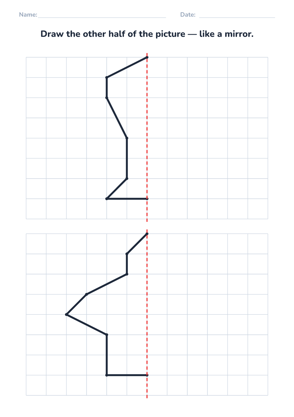 Symmetry drawing worksheet (hard, printable)