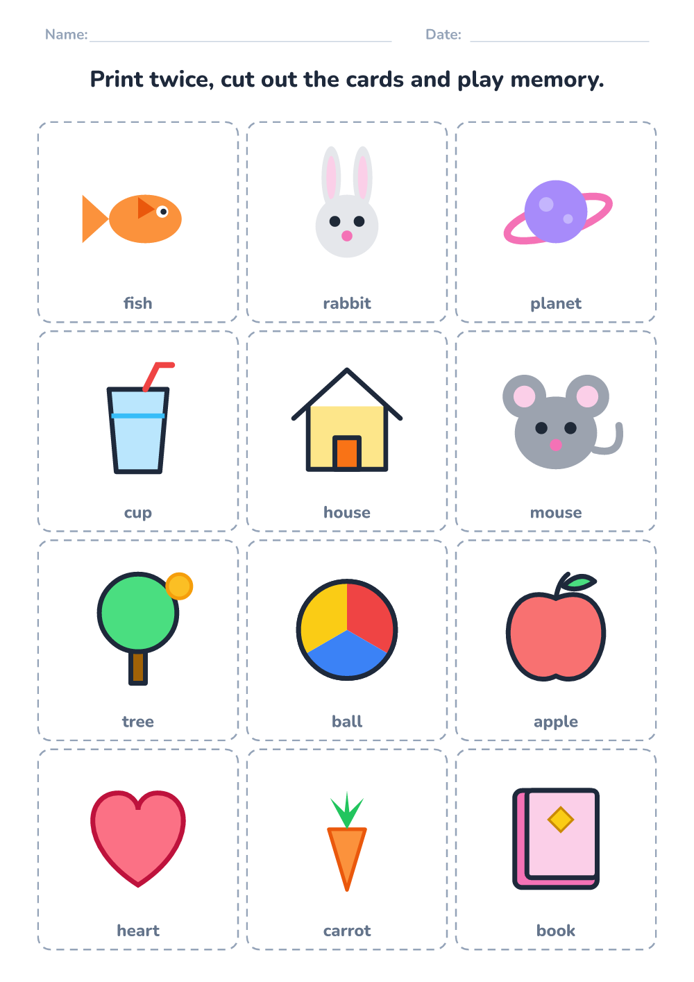 Memory game to cut out (easy, printable)