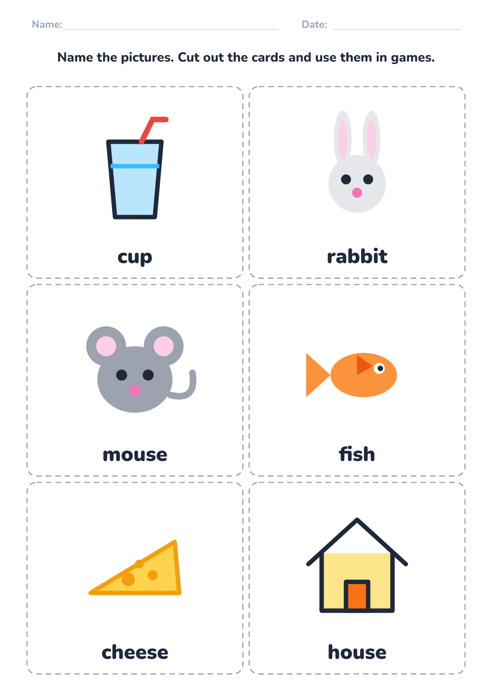Picture naming cards (easy, printable)