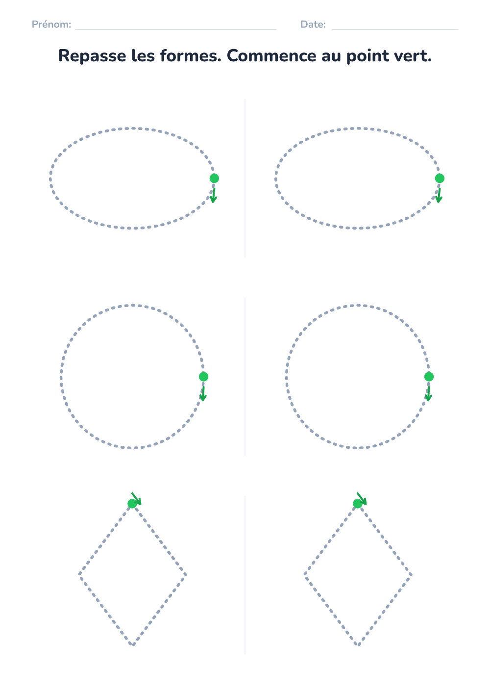 Tracer les formes (facile, à imprimer)