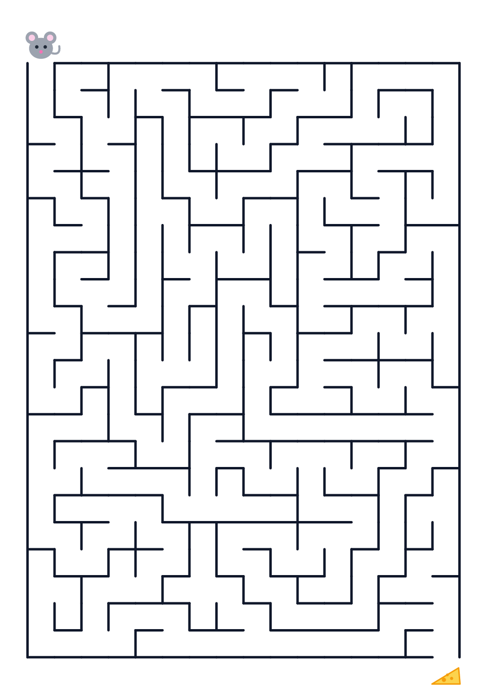 Maze for kids age 6-8 — mouse and cheese (printable)