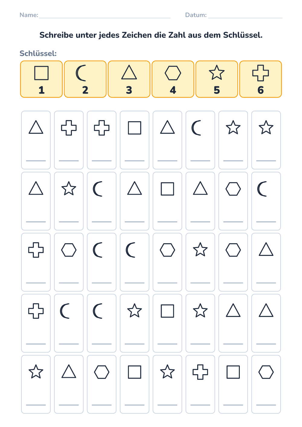 Symbol-Code (mittel, zum Ausdrucken)