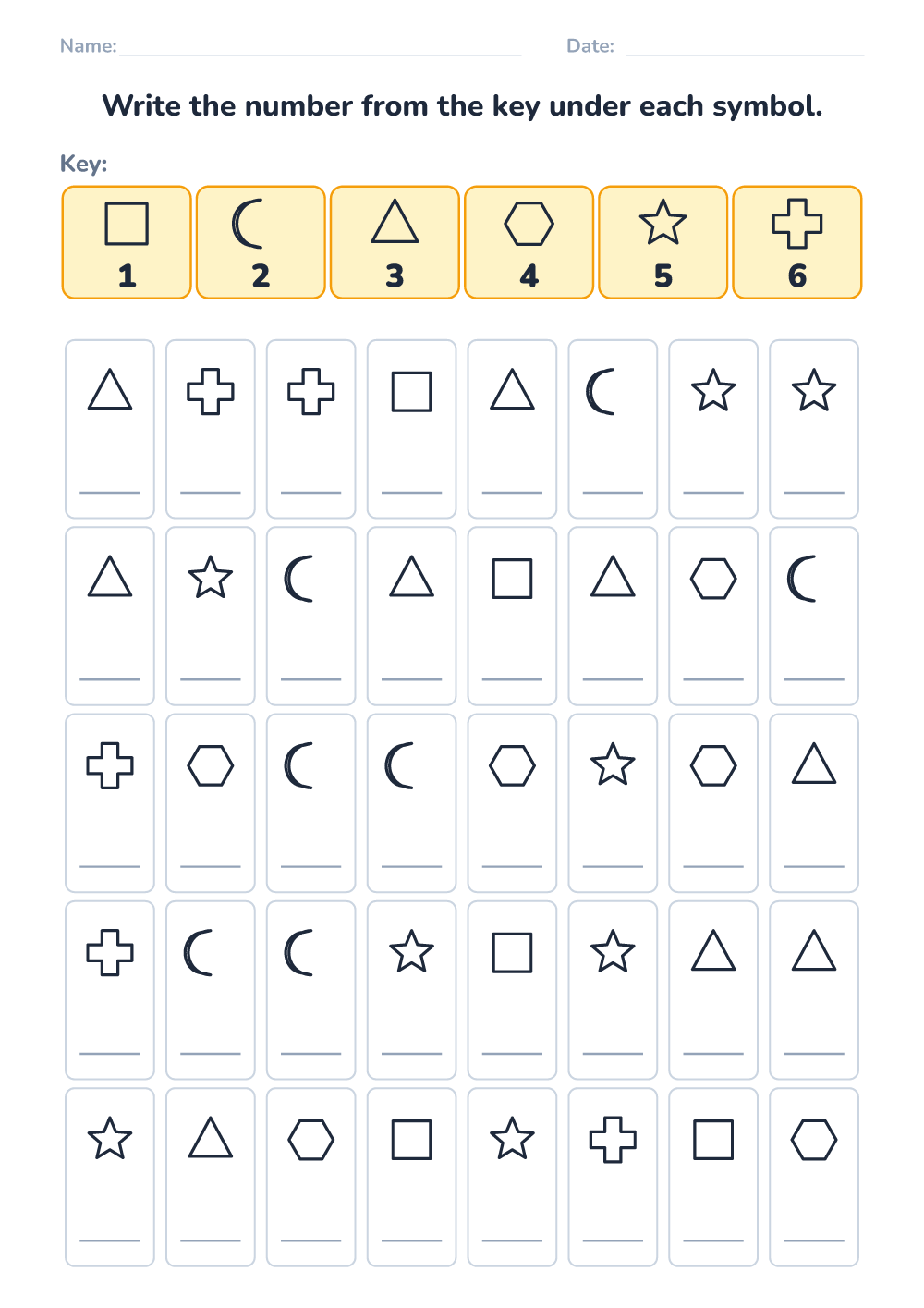 Symbol coding (medium, printable)