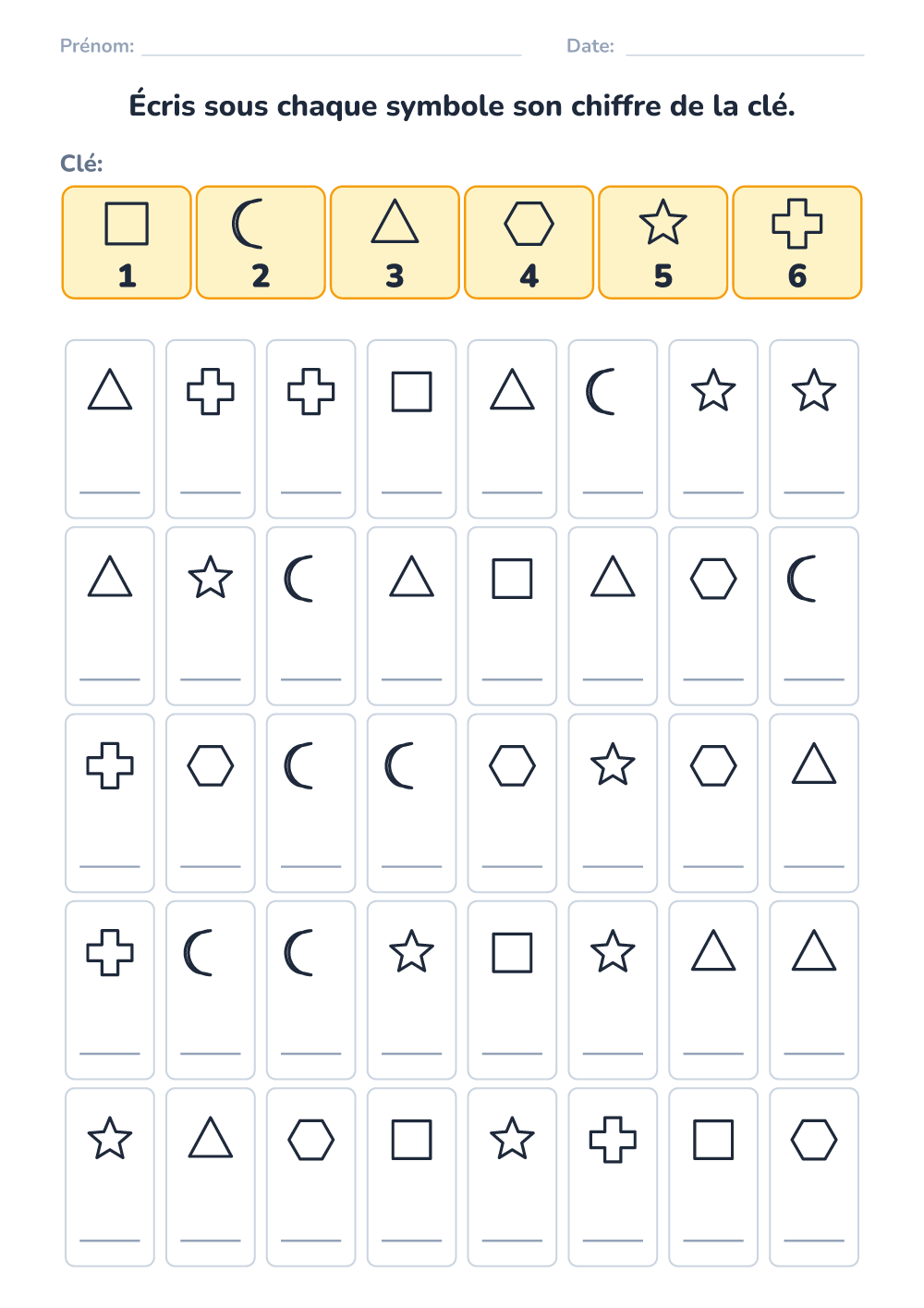 Code secret (moyen, à imprimer)